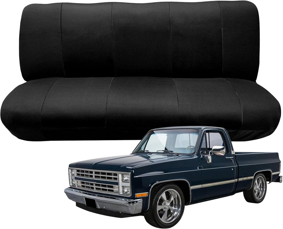 Custom-Fit Bench Seat Covers Replace for Chevy 1973-1999 C/K Series Full Size Classic Trucks Without Headrests, Sandwich Air Mesh Fabric Composite Soft Foam Lining Bench Seat Protector