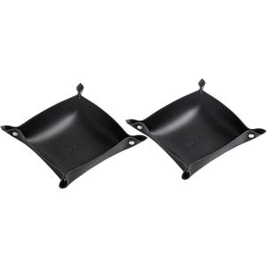 SANQIANWAN Leather Jewelry Valet Tray for Women and Man, Portable Entryway Table Tray Bedside Nightstand Desk Tray Small Catchall Travel Dish Plate for Key,Wallet,Watch,Coin (2PCs Black-B) (88)