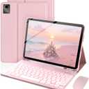 Keyboard Case for Lenovo Tab M11 / K11 LTE 11 Inch 2024, Mouse and 7 Colors Backlit Detachable Keyboard, Adjustable Stand Built in S Pen Holder, Auto-Sleep/Wake Feature, Pink