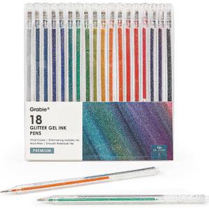 Glitter Gel Ink Pens, Metallic Color Pens, Spark Your Creativity with Every Color of the Rainbow (18 Colors Capped Glitter Gel Pens)