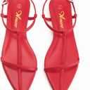 Athlefit Flat Sandals for Women Comfortable Buckle Strappy Sandals Pointed Open Toe Ankle Strap Sandals (Red)
