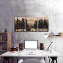 WELMECO Rustic Cabin Decor Bear Wall Art Framed Canvas Art Farmhouse Bedroom Bathroom Living Room Decor 12"x16" x 3Pieces
