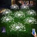 8 Pack Outdoor Solar Garden Lights, Firework Lights Solar Powered 8 Modes, Solar Landscape Lamp Outside Decor with Remote Control,120 LED Waterproof DIY String Lights for Yard Pathway Decoration (Cool White)