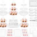 VISCOO 36 Pack Cupcake Stand, Dessert Table Display Set, 3-2 Tiered Tray Stand & Cupcake Holder Display Tower for Wedding, Serving Trays for Tea Party, Birthday, Dessert Stands for Baby Shower