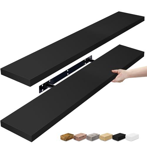 Sorbus Floating Shelves for Wall - 2 Long Floating Shelves for Bedroom, Kitchen, Living Room, Bathroom Shelves, Home Decor, Farmhouse - 28" x 6" Inch Wall Mounted Floating Shelves for Wall, Black