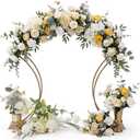 38" Gold Metal Curved Flower Arch Stand, Wedding Centerpiece, 38x35.75x10 inch