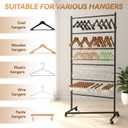6 Tier Z-Truck Clothing Hanger Storage System, Efficiently Organize Standard Hangers, Skirt and Pant Hangers; Mobile Rack for malls, boutiques, Laundry Rooms; Black, 61 x 30 x 15 in.