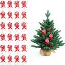 24pcs Christmas Candy Ornament, Plastic Peppermint Candy Cane Decorations with Hanging Loop for Xmas Home Party Supplies (Red, White)