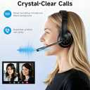 AOC Wireless Headset with Mic for Work, Bluetooth 5.4 Headphones with Noise Canceling Microphone, USB C, 30H, Clear Calls & Mic Mute for PC, Laptop, Cell Phones, Zoom - Black