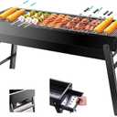 Portable Charcoal Grill, Portable Tabletop BBQ for Outdoor Cooking | Compact Folding Grill for Camping, Hiking, Picnics & Travel | 24x13x9 Lightweight Smoky Flavor (Black)