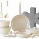 Redchef Ceramic Pots and Pans Set, Nonstick Kitchen Cookware Set with Detachable Handle, Non Toxic Cookware Set 16pcs, PFAS PFOA & PTFE Free, RV Ceramic Cookware for Camping, Dishwasher/Oven Safe