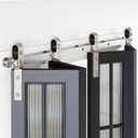 76" Brushed Nickel Bifold Sliding Barn Door Hardware Track Kit,Side Mounted J Shape Roller,Smoothly and Quietly,Assembly Easy,Fit Four 18" Bi-Folding Doors (Door Not Included)