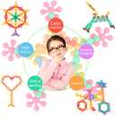 TOMYOU 200 Pieces Building Blocks Kids STEM Toys Educational Discs Sets Interlocking Solid Plastic for Preschool Boys and Girls Aged 3+, Safe Material Creativity