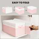 Large Closet Organizer Bins with Lids 4 Pack - 23 QT Collapsible Decorative Storage Boxes with Lids - Clothes Storage Bins with Handles - Fabric Containers for Living Room, Dorm, Nursery - Pink