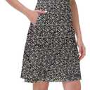 Women's Boho Summer Floral Short Sleeve Mini Dress Bow V Neck A Line Short Dresses (Black, L)