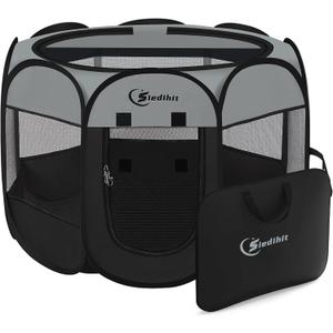 Siedihit Dark Grey Puppy Playpen for Large Dog Cat, Dogs Tent