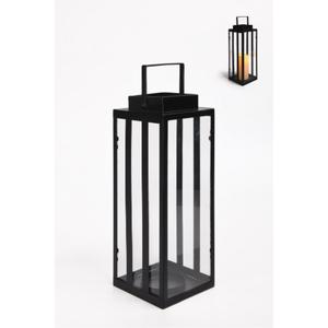 Stainless Steel Lantern 5.5 x 14 Inch Tall Metal Hanging Lanterns with Clear Glass Panels, Indoor & Outdoor Home Decor for Parties & Events - Black Finish