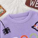 Toddler Girl/Boy Halloween Sweater Boo Hand Embroidered Knitted Pullover Fall Winter Clothes 1-5T (Purple)