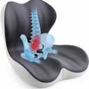 Back and Seat Cushion for Office, Back & Tailbone Pain Relief, Raised Cushion for Lumbar and Butt, Double-Sided Anti-Slip, Improves Sitting Posture, Ergonomic Memory Foam Lumbar Cushion