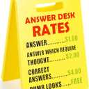 Answer Desk Rates Sign, Funny Office Decor as Gag Gifts for Coworkers Employees and Boss, Humorous Office Decor Desk Accessories for Women Men