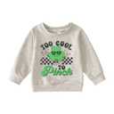 Ritatte Toddler St. Patricks Day Shirts for Boys Funny Too Cool to Pinch Letter Sweatshirt Lucky Shamrock Fall Pullover Tops(Grey,5-6T(120))