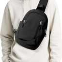 SEAFEW Small Black Sling Crossbody Bag for Men Women, Tactical Backpack Shoulder Daypack Mini Anti-Theft Motorcycle Chest Bags, Small One Strap Backpack for Casual Travel Hiking Outdoor Sports