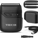 VIKICON® Electric Foil Shaver for Men, Portable Mini Travel Razor for Face & Beard, Dual Floating Blades for Close Shave, USB-C Fast Charging Waterproof On-the-Go Stubble Trimmer, Matte Black