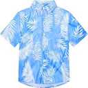 Yimoon Boys Hawaiian Shirt Floral Tropical Beach Button Down Shirts Kids Summer Shirt, 150