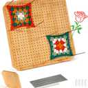 CraftyManor 12.5 in Blocking Boards for Crochet Projects with Rose Pattern, Crochet Blocking Board with Pegs, Granny Square Blocking Board with 20 Stainless Steel Pegs, Bamboo
