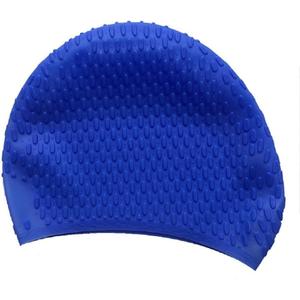 Swim Caps Free Size Professional Swimming Cap High Elastic Adults Swim Pool Hat Waterproof Silicone Ear Protection Stretch Bathing Hats (Blue)