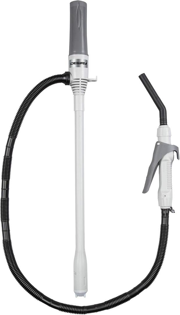 DEWAY Automatic Fuel Transfer Pump with Nozzle for Quick Flow Control & Stop, 3X More Powerful D Battery Powered, Extra Long Hose Fits All Size Cans, Portable Liquid Pump Transfers at 2.4 Gal/Minute