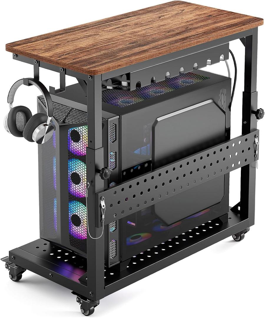 GreenForest Heavy Duty PC Stand, Gaming Computer Tower Cart with Wheels, 28.1''L x 13.9''W x 29.5''H