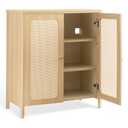 KISLOT Rattan Sideboard Buffet Cabinet 2 Door Boho Kitchen Storage Cabinet Accent Console for Living Room, Hallway, Kitchen, Sideboard, Buffet Table Natural Oak