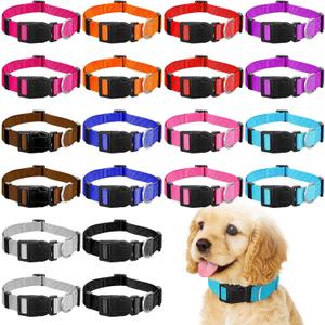 20 Pcs Adjustable Dog Collars Soft Nylon Padded Neoprene Pet Collars with Quick Release Buckle 10 Colors for Small to Medium Dogs
