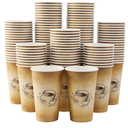 150  Pack 16 oz Disposable Paper Coffee Cups, Hot/Cold Drinking Cups, coffee, Juice, Retro Design, Leak-Proof, Party, Picnic, Events, Travel, Offices, Shops