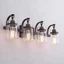 4 Light Bathroom Vanity Light, Oil Rubbed Bronze Bathroom Light Fixtures Over Mirror, Farmhouse Vanity Light with Clear Glass Shade
