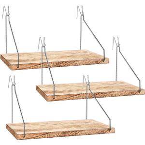 Fabric Wall Cubicle Shelf with Hooks for Work Decor, 11.8' Wooden Cubicle Organizer Storage Shelf with Hangers Cubicle Accessories for Women Men Desk, 3 Pack