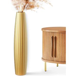 Floor Vases, Tall Floor Vase 23.6 inch (60CM, 1.96FT) Tall Vases, Sturdy Gold Vase for Living Room Decor, Resin Gold
