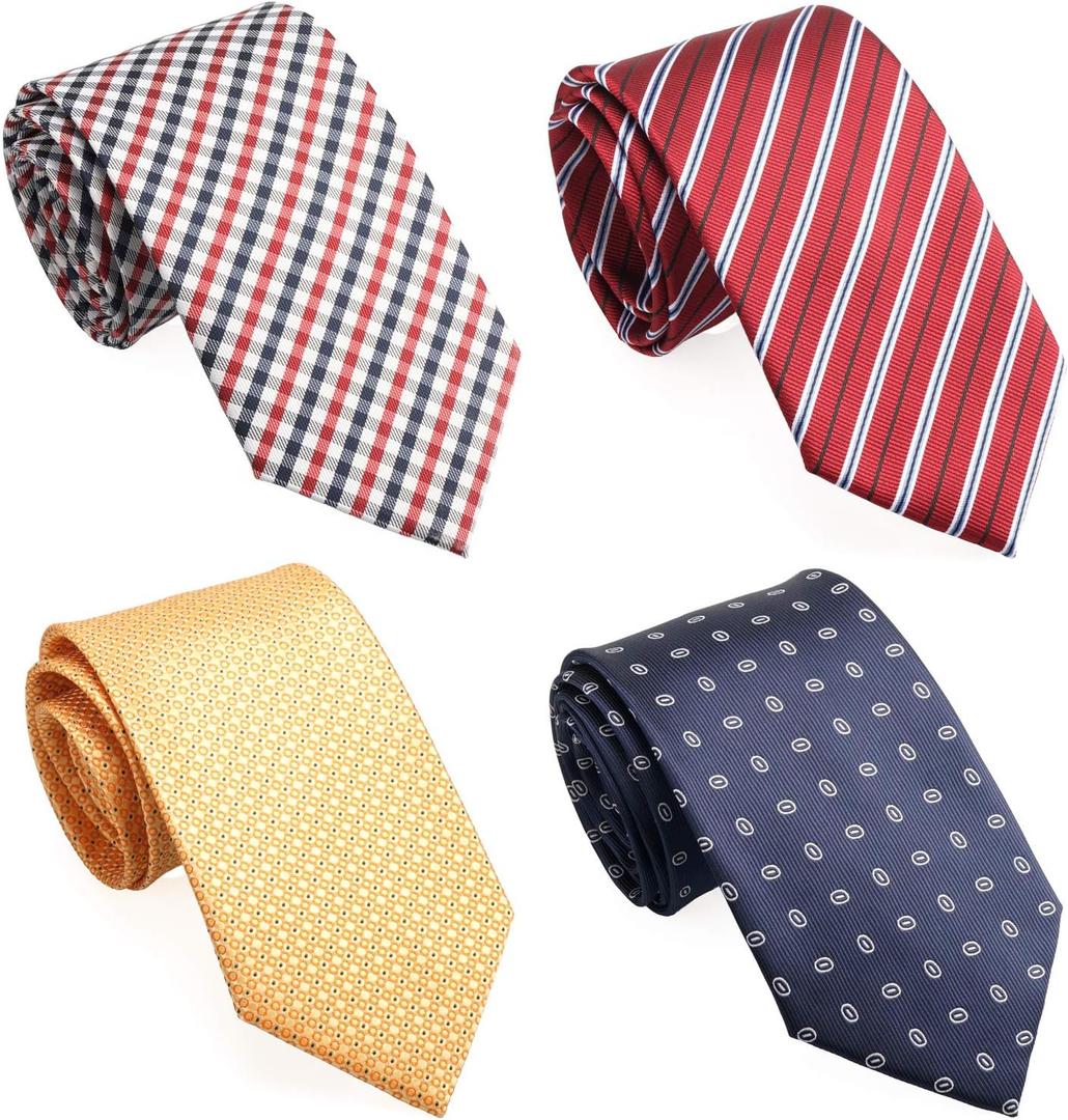 Extra Long Ties for Men Big and Tall, 63 or 70 inch Long Neckties 4-Pack (Red/Navy/Golden Orange) Extra Long Ties for Men Big and Tall, 63 or 70 inch Long Neckties 4-Pack (Red/Navy/Golden Orange)