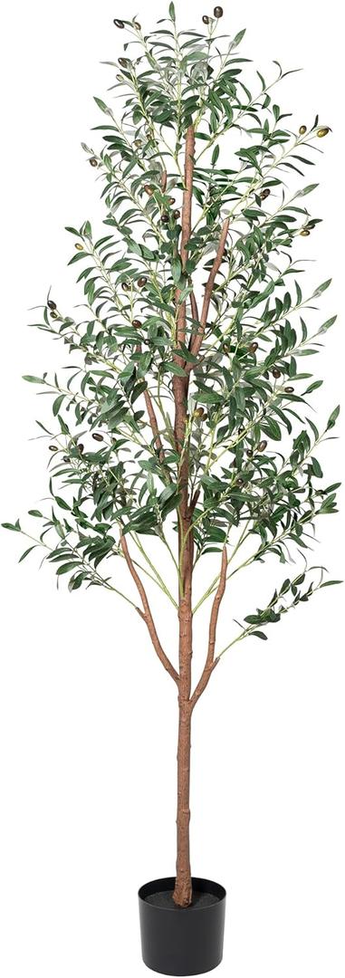 CQURE Faux Olive Tree 6ft, Fake Tall Olive Tree Artificial Plants with Olive Branches Fruit for Home Bedroom Kitchen Room Decor Indoor