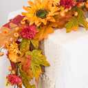 GENMOUS 6ft Fall Maple Leaves Garland, Artificial Sunflower Autumn Wreath with Small Pumpkins Home Decor for Thanksgiving, Halloween, Wedding, Fireplace Porch Indoor Outdoor Fall Decoration