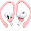 DamonLight Ear Hooks 2 Pairs for AirPods Pro 2 & 1, AirPods 4 & 3, Anti-Slip Comfortable Fit, Ergonomic Design, Accessories (Large, Pink)