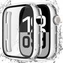 Misxi [2 Pack] Waterproof Hard Case with Tempered Glass Compatible with Apple Watch Series 11 (2025) Series 10 42mm, Overall Protective Cover for iWatch Screen Protector, 1 Silver + 1 Transparent