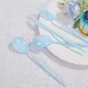 LIYH 150 Pcs Baby Blue Plastic Cutlery Sets - Light Blue Plastic Silverware Heavyduty, Disposable Utensil Sets, 50 of Each Forks, Knives & Spoons Flatware Set for Party Birthday