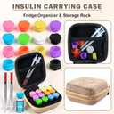 16 Slots Insulin Vial Protector Case and 1-3ml Peptide Vial Caps Storage Combo Pack, Insulin Vial Organizer Bag for Diabetics Standard 3ml 2ml 1ml Vials, Includes Vial Caps (8 Colors, 16 Pcs)