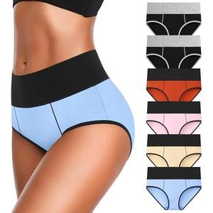 Eiggam Underwear for Women Cotton High Waist Panties Full Coverage Briefs Soft Strech Ladies Breathable Panties-Multi 6 Pack XL