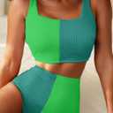 Herseas Women's Bikini Sets Scrunch Square Neck Two Piece Swimsuits High Waisted Bathing Suits (Green, XXL)