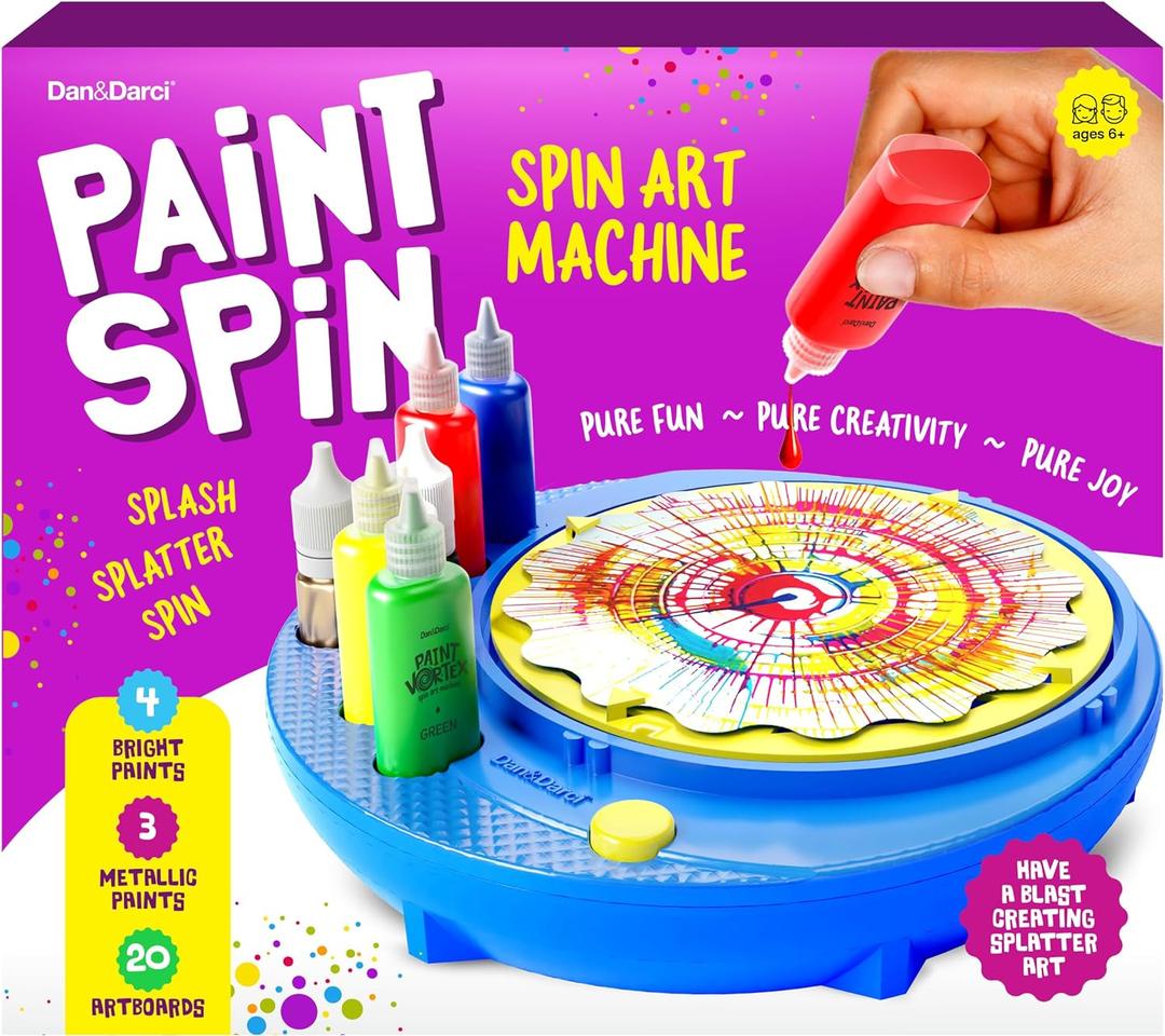 Dan&Darci Paint Spin Art Machine Kit for Kids - Arts & Crafts for Boys, Girls - Art Craft Set Christmas Gift for 6-9 Year Old Boy, Girl - Painting Spinner Toys - Birthday Gift Ideas for Ages 6-12 Year