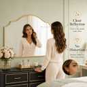40"x29" Large Arched Gold Wall Mirror,Scalloped Edge Modern Bathroom Mirror