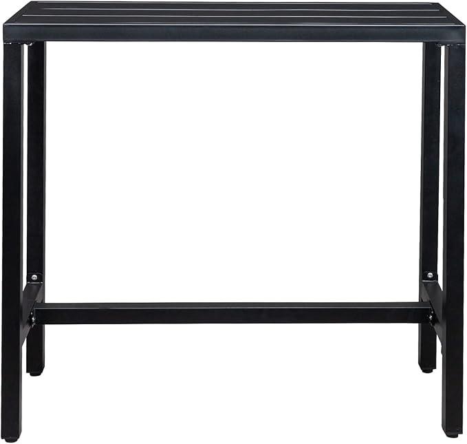 Patio Bar Table with Adjustment Knob, for Living Room, Dining Room, Bedroom, Study (Black)